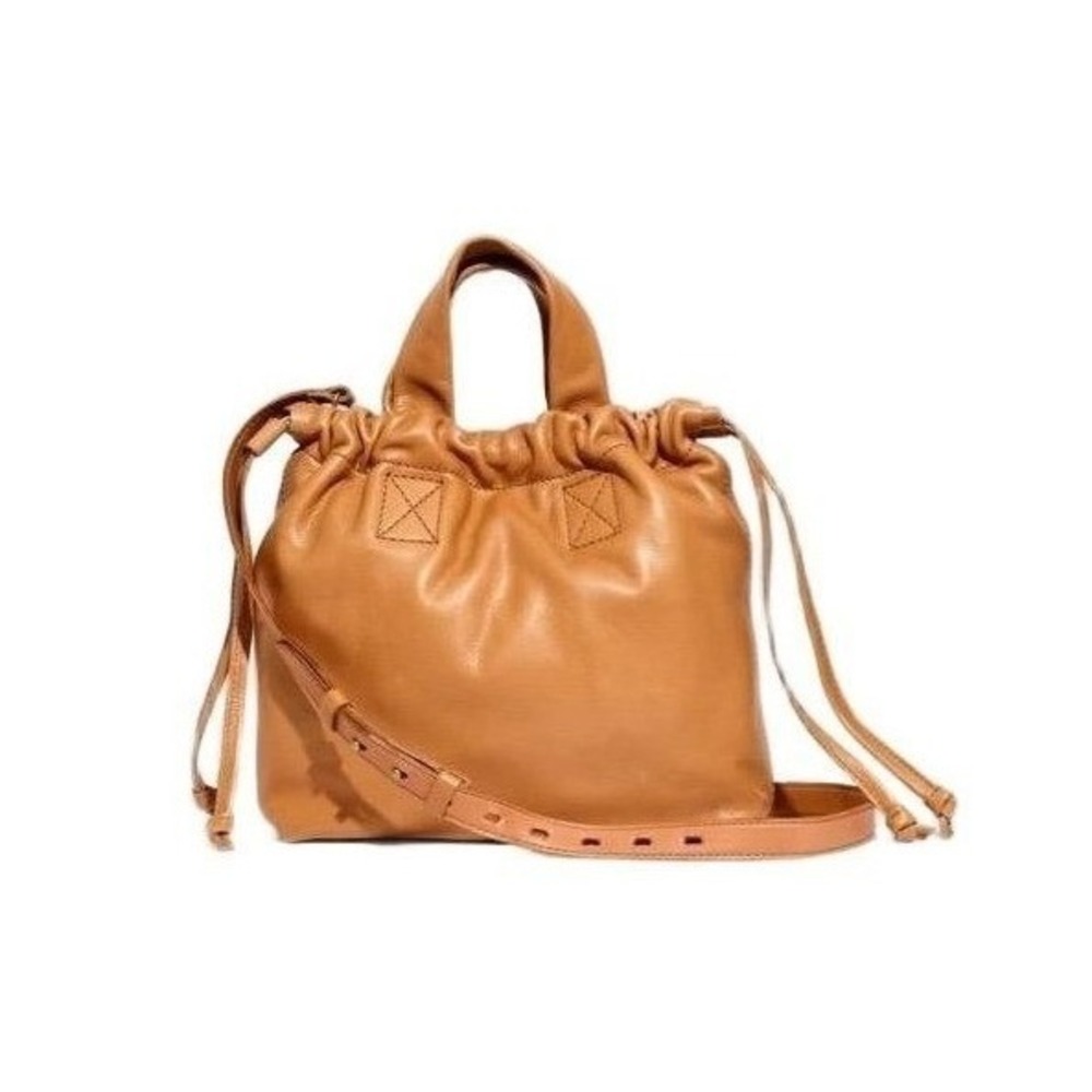 Madewell Piazza Tan Leather Crossbody‎ Drawstring Bucket Bag Timber Beam